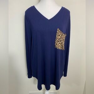 Zenana Outfitters Blue Long Sleeve Boxy Blouse